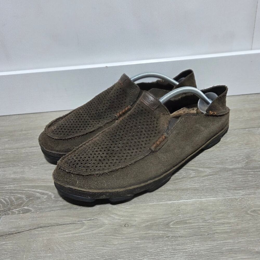 Olukai Men's Moloa Kohona Brown Suede Slip on Loafers Size 11